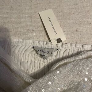 Anthropologie Ivory Sequin Skirt
